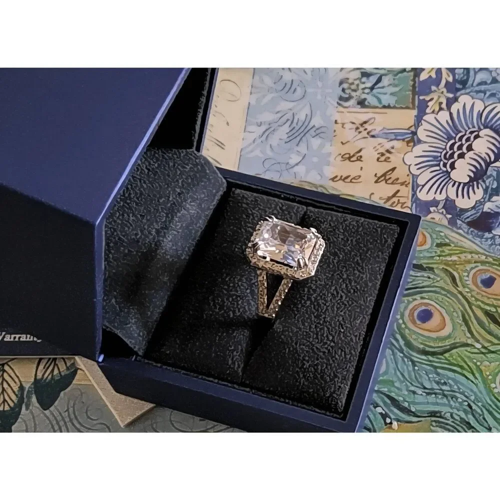 CERTIFIED 5Ct. GENUINE MOISSANITE Radiant & Pave Split Shank Engagement Ring #8